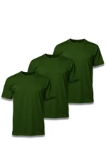 Kit 3 Camisetas Masculina Básica Poliamida UV Verde Escuro