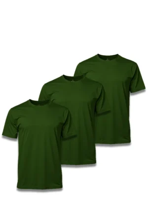 Kit 3 Camisetas Masculina Básica Poliamida UV Verde Escuro