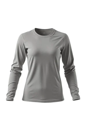 camiseta feminina poliamida uv manga longa básica cinza