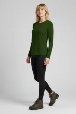 camiseta feminina poliamida uv manga longa básica verde escuro