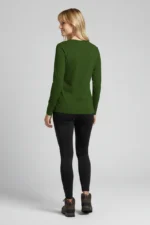 camiseta feminina poliamida uv manga longa básica verde escuro