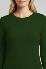 camiseta feminina poliamida uv manga longa básica verde escuro