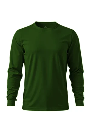 Camiseta Masculina Básica Poliamida UV Manga Longa Verde Escuro