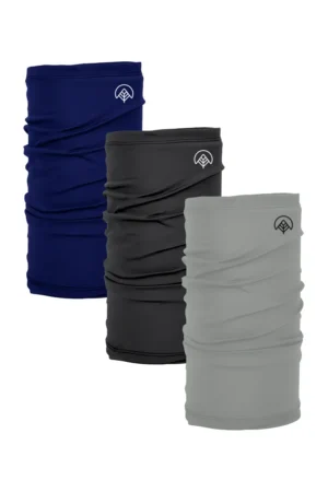 Kit 3 Bandanas Tubular Unissex Preto, Marinho e Cinza Nos Alpes
