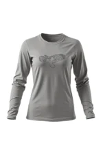 Camiseta Feminina Poliamida UV Manga Longa Fitz Roy cinza