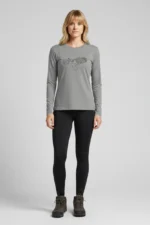 Camiseta Feminina Poliamida UV Manga Longa Fitz Roy cinza