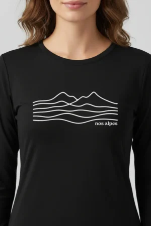 Camiseta Feminina Poliamida UV Manga Longa Serra do Mar Preto