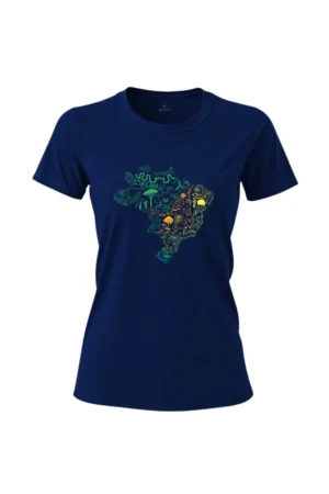 Camiseta Feminina Poliamida UV Biomas no Brasil marinho