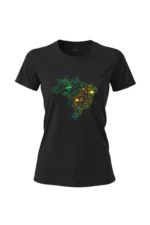 Camiseta Feminina Poliamida UV Biomas no Brasil preto