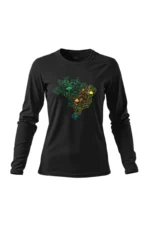 Camiseta Feminina Poliamida UV Manga Longa Biomas no Brasil preto