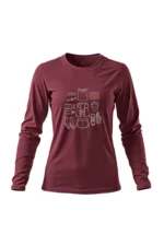 Camiseta Feminina Poliamida UV Manga Longa Trail Vibes bordo