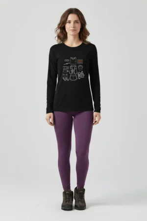 Camiseta Feminina Poliamida UV Manga Longa Trail Vibes preto