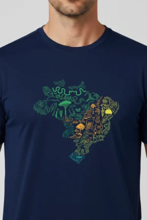 Camiseta Masculina Poliamida UV Biomas no Brasil Marinho