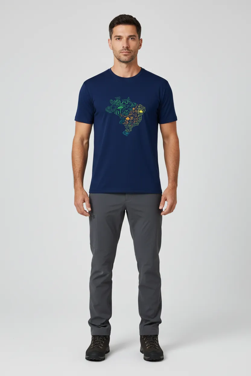 Camiseta Masculina Poliamida UV Biomas no Brasil Marinho
