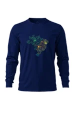 Camiseta Masculina Poliamida UV Manga Longa Biomas no Brasil Marinho