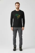 Camiseta Masculina Poliamida UV Manga Longa Biomas no Brasil Preto
