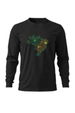 Camiseta Masculina Poliamida UV Manga Longa Biomas no Brasil Preto