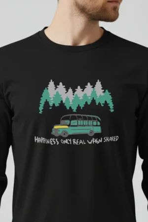 Camiseta Masculina Poliamida UV Manga Longa Happiness Only Real When Shared Preto