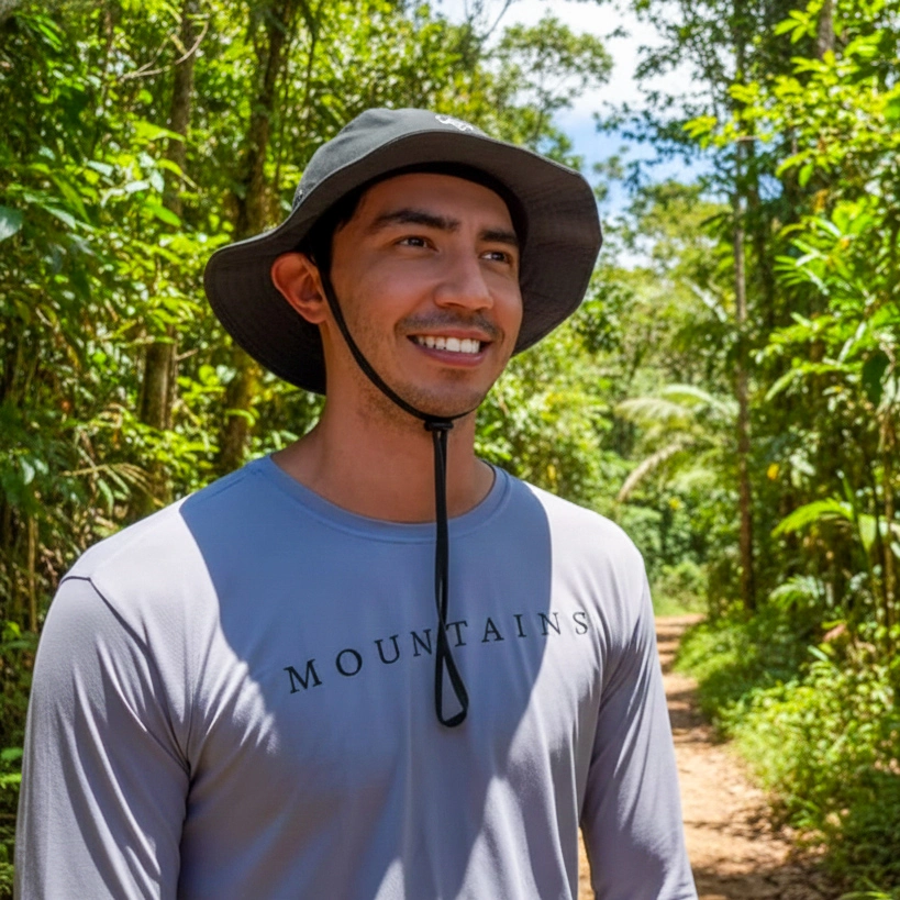 Chapéu Australiano Unissex Poliamida UV Nos Alpes Cinza Escuro