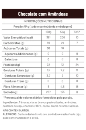Barra de Proteína 54g Natural Chocolate com Amêndoas WinStage