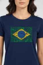 Camiseta Feminina Poliamida UV Brasil Natureza Marinho
