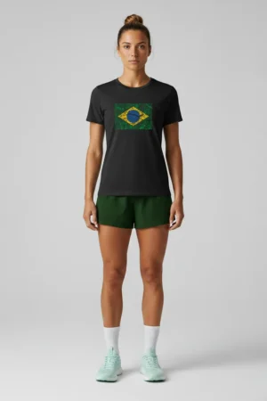Camiseta Masculina Poliamida UV Manga Longa Brasil Natureza 2 Camiseta Feminina Poliamida UV Brasil Natureza Preto
