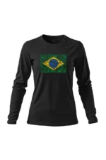 Camiseta Feminina Poliamida UV Manga Longa Brasil Natureza Preto