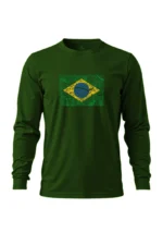 Camiseta Masculina Poliamida UV Manga Longa Brasil Natureza Verde