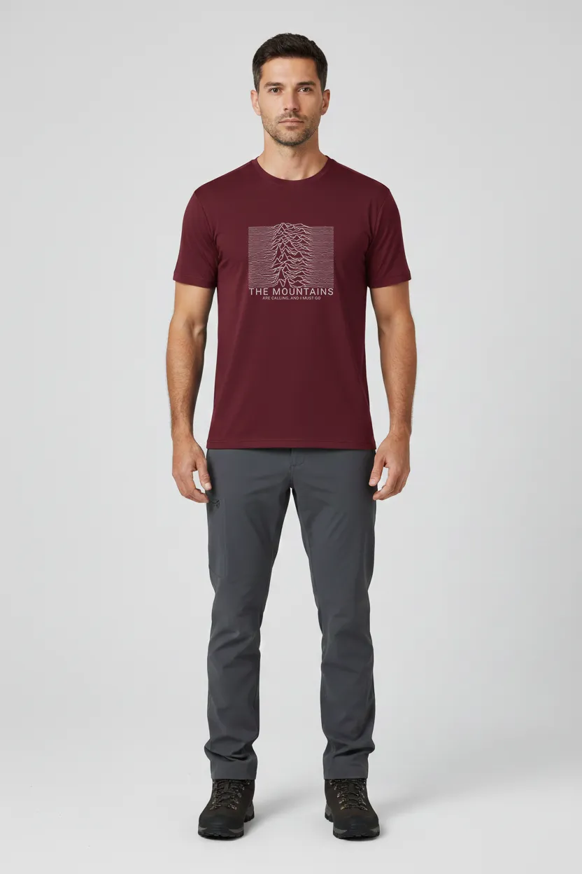 Camiseta Masculina Poliamida UV Mountains Are Calling Bordo