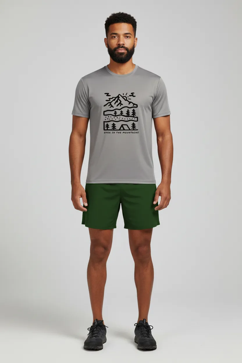 Camiseta Masculina Poliamida UV Over in the Mountains Cinza