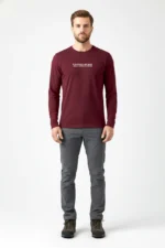 Camiseta Masculina Poliamida UV Manga Longa Aventura vs Rotina bordo