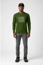 Camiseta Masculina Poliamida UV Manga Longa Mountains Are Calling Verde