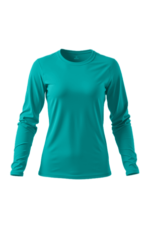 Camiseta Feminina Poliamida UV Manga Longa Nos Alpes 14 Camiseta Feminina Básica Poliamida UV Manga Longa Turquesa