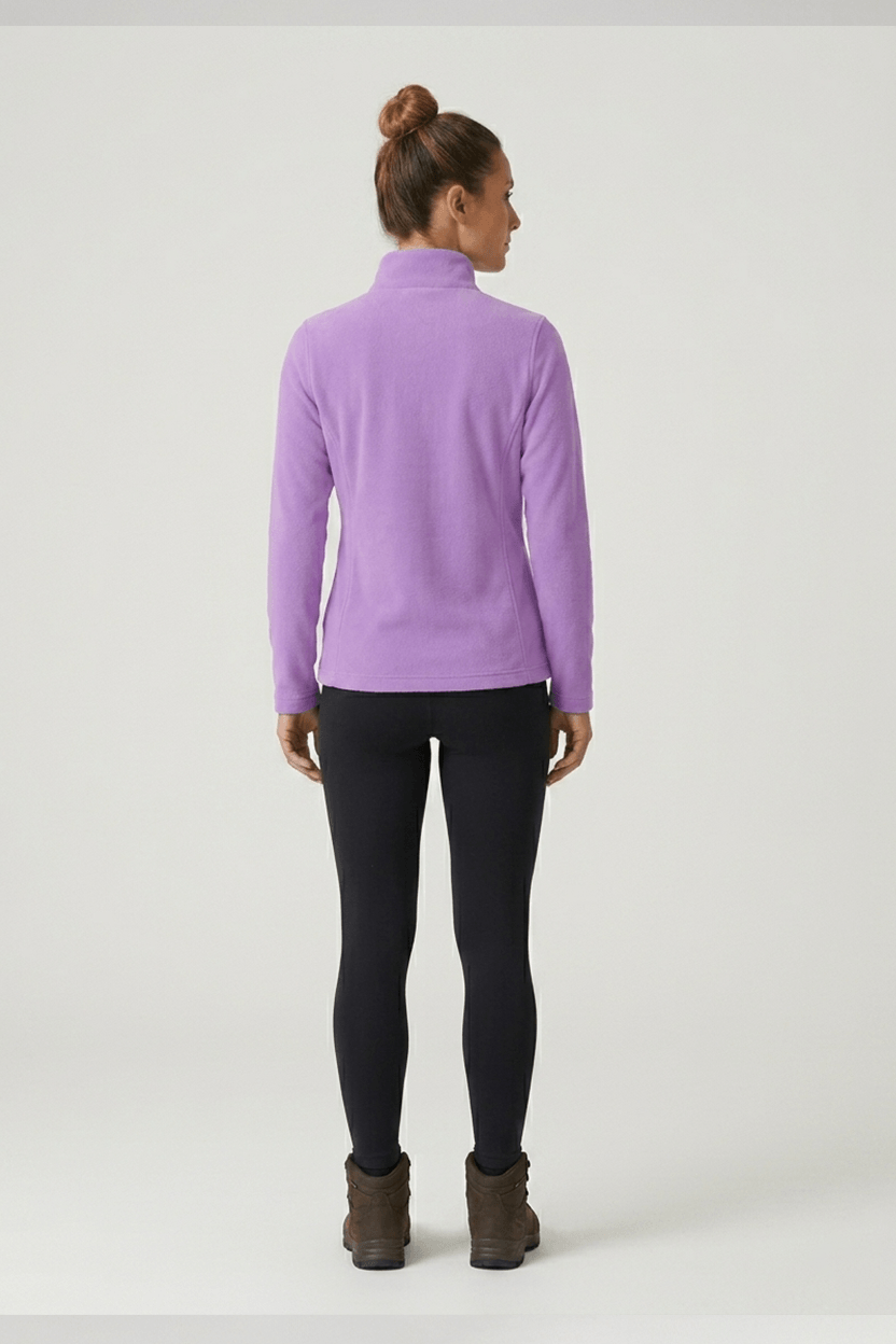 jaqueta fleece feminina trekker lavanda nos alpes