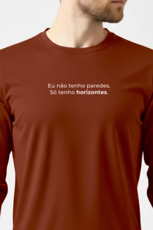 Camiseta Masculina Poliamida UV Manga Longa Eu Não Tenho Paredes marrom