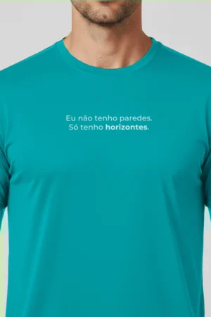 Camiseta Masculina Poliamida UV Eu Não Tenho Paredes turquesa
