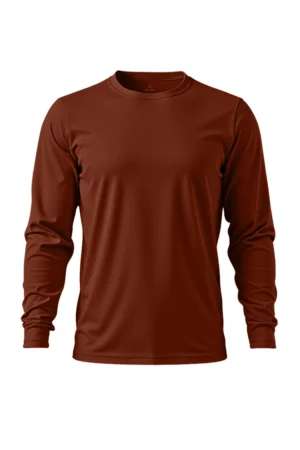 Camiseta Masculina Básica Poliamida UV Manga Longa Marrom