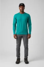 Camiseta Masculina Básica Poliamida UV Manga Longa Turquesa