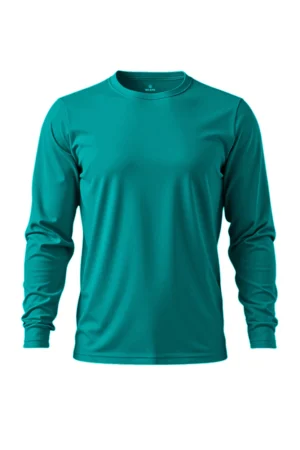 Camiseta Masculina Básica Poliamida UV Manga Longa Turquesa