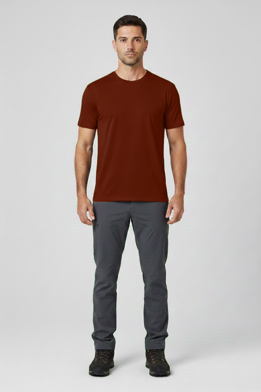 Camiseta Masculina Básica Poliamida UV Marrom
