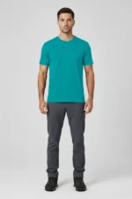 camiseta-masculina-basica-poliamida-uv-turquesa-f Camiseta Masculina Básica Poliamida UV Turquesa